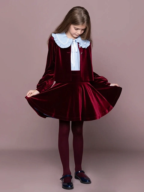 Юбка-солнце из бархата с подъюбником