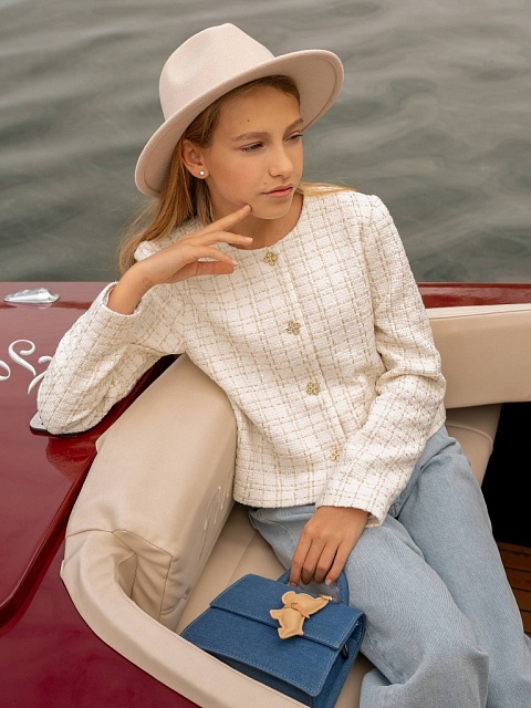 Жакет из твида с декоративными пуговицами